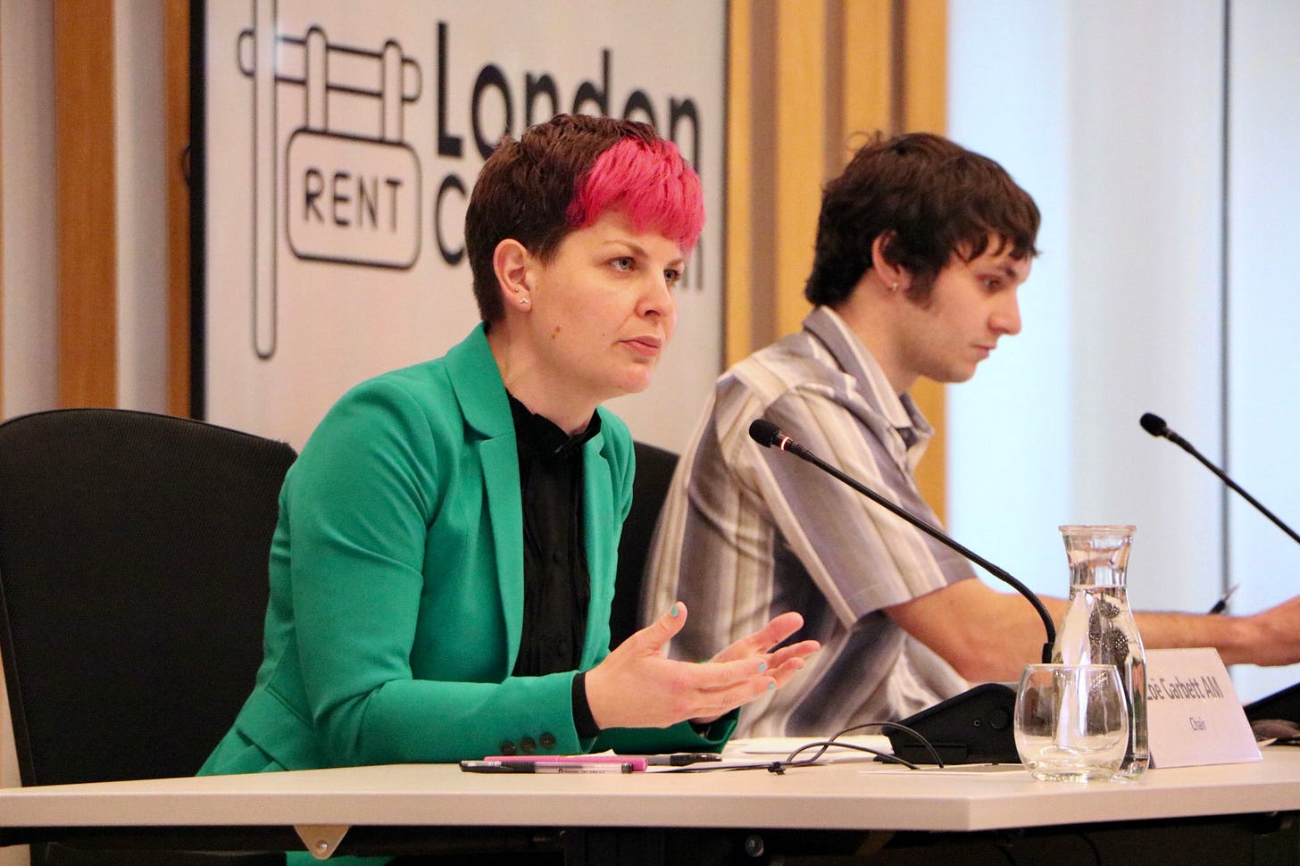 Zoe Garbett speaking at London City Hall.