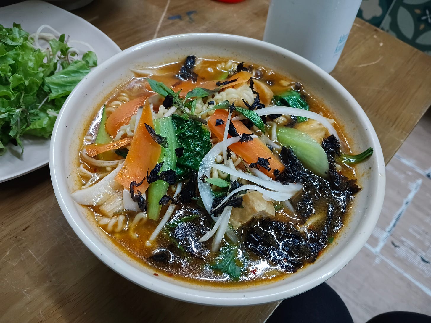 a bowl of vegetable soup