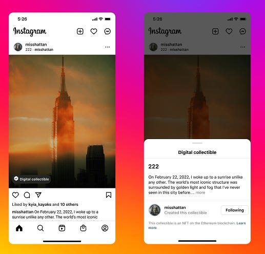 Instagram NFT display