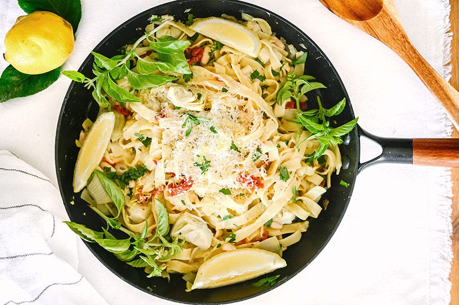 Lemon and Artichoke Fettuccine