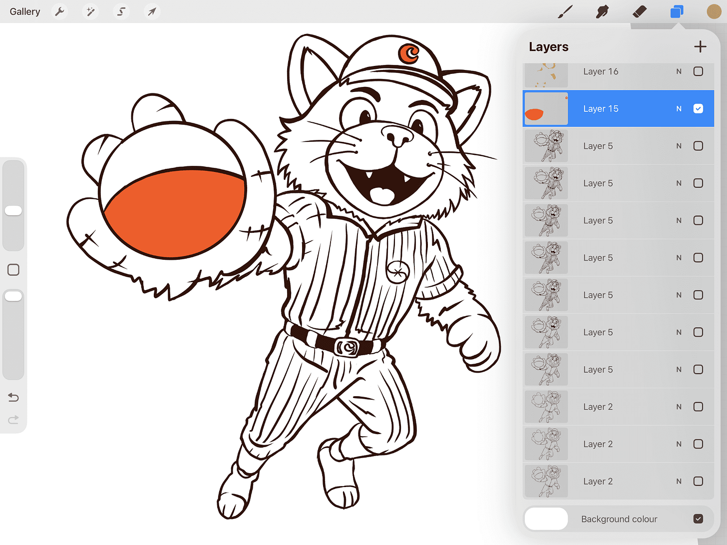 Capcat mascot - a cat dressed as a baseball player catching a loading ball