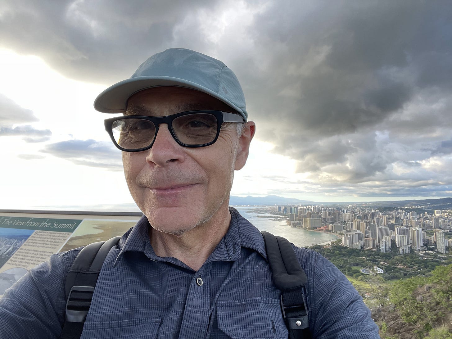 At the top of Diamond Head with a view over Waikiki