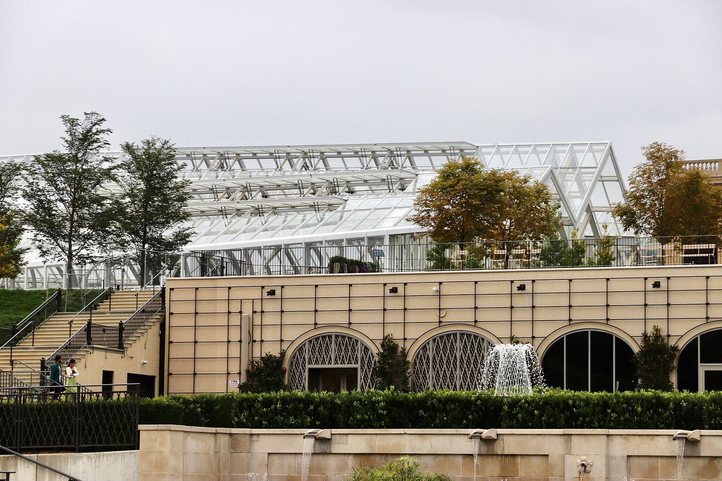 The new West Conservatory offers a relaxed silhouette to visitors at Longwood Gardens.