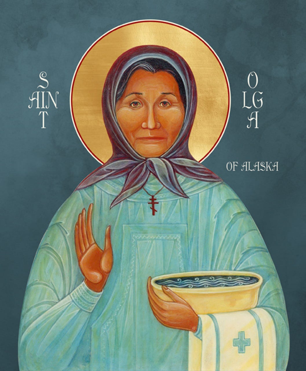 Icon of St. Olga of Alaska-Blue Joy- Byzantine - (1OA17)