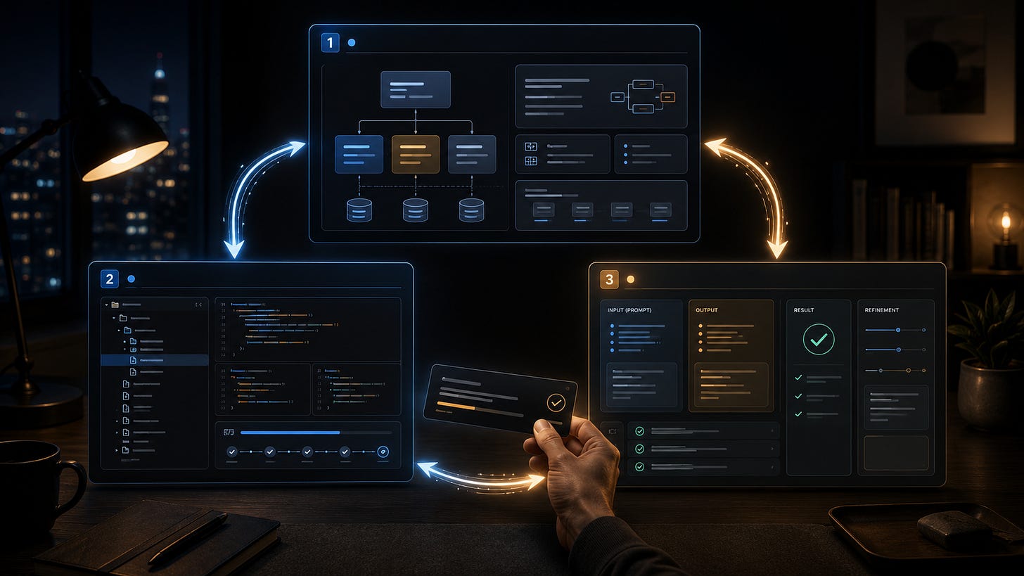 The closed loop of Claude browser, Claude Desktop, Claude Workbench and a Human-in-the-loop
