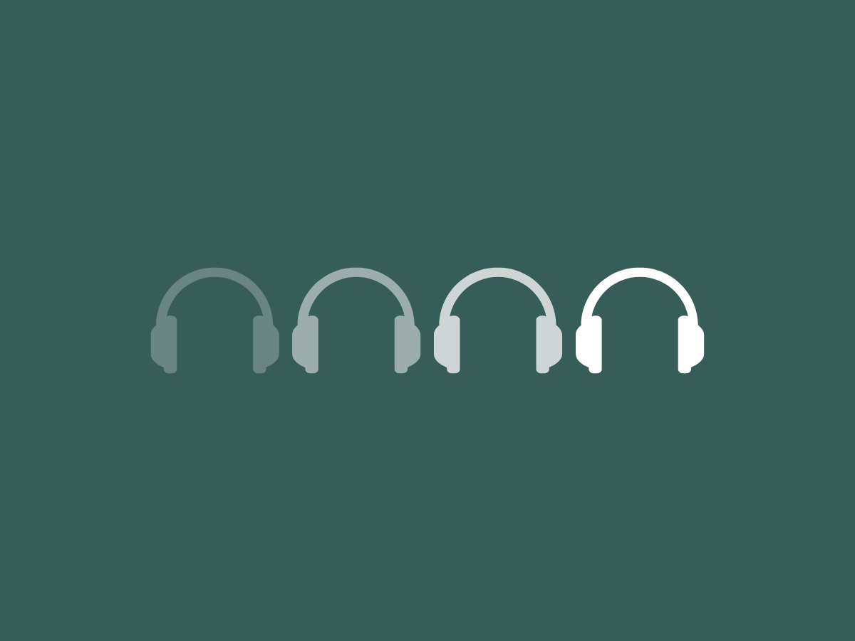 green background with white headphones