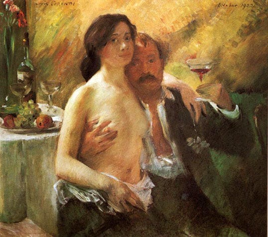 Self-Portrait with his Wife and a Glass of Champagne, 1902 - Lovis Corinth
