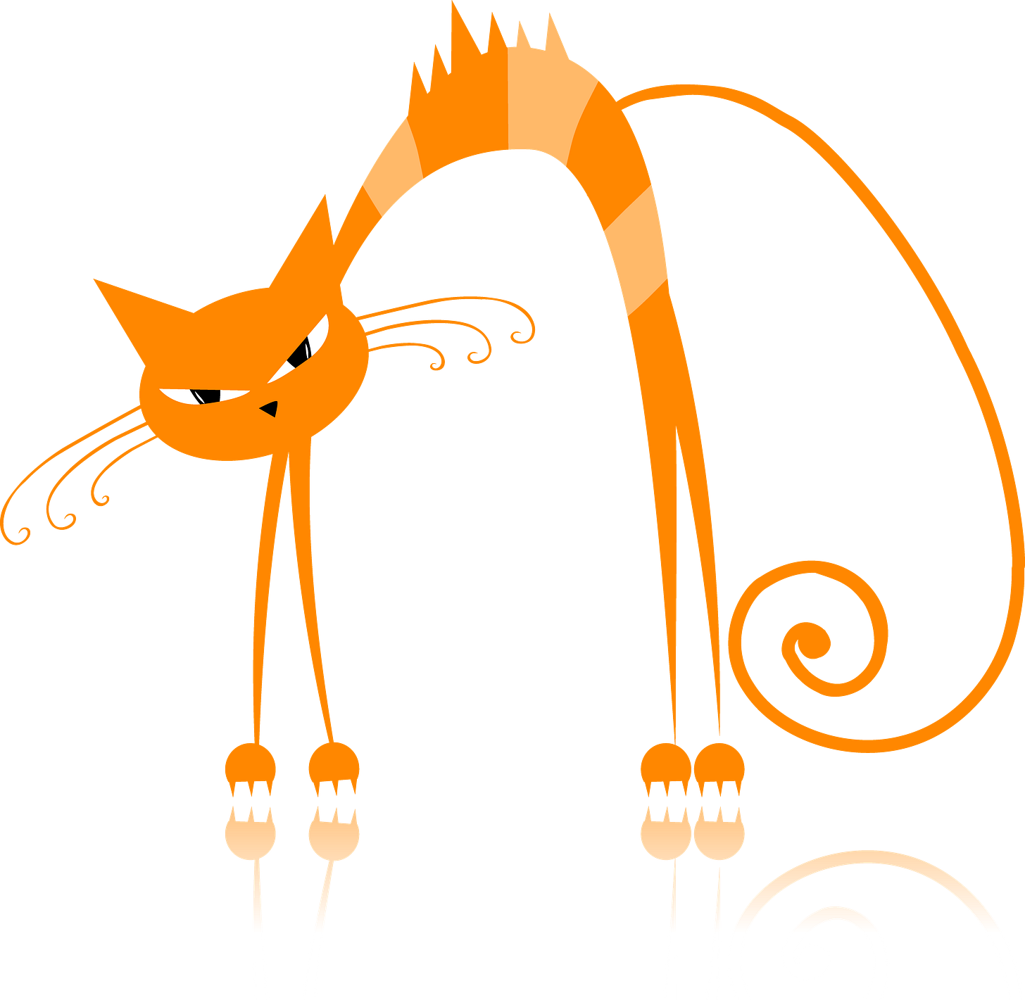 Cartoon of orange striped cat with high back and looking straight at you Cartoon of orange striped cat with high back and looking straight at you