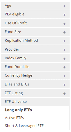 Quelques critères de sélection des ETF sur le site justetf.com Quelques critères de sélection des ETF sur le site justetf.com