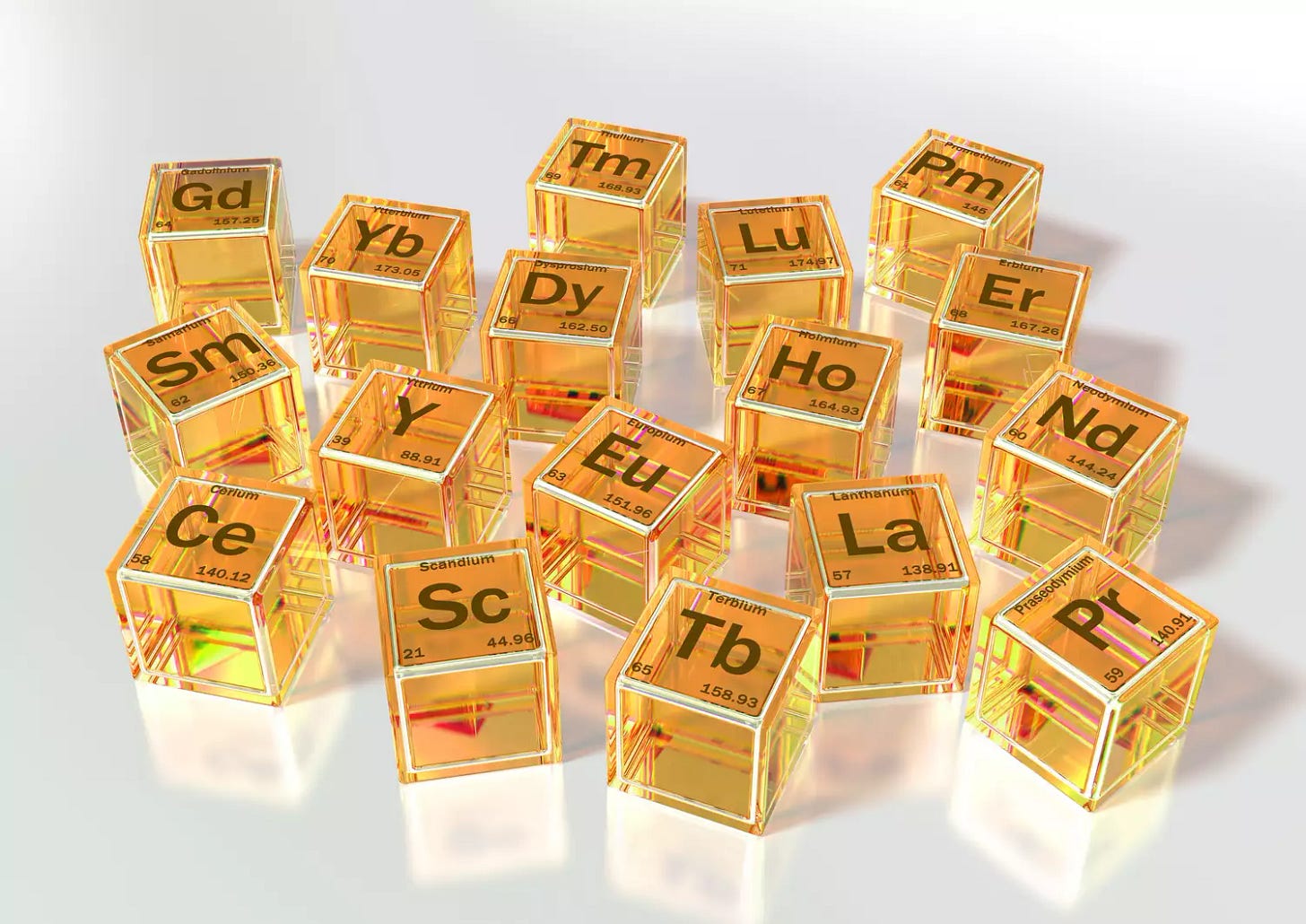 The rare earth elements are metals located in the first row below the main body of the periodic table.