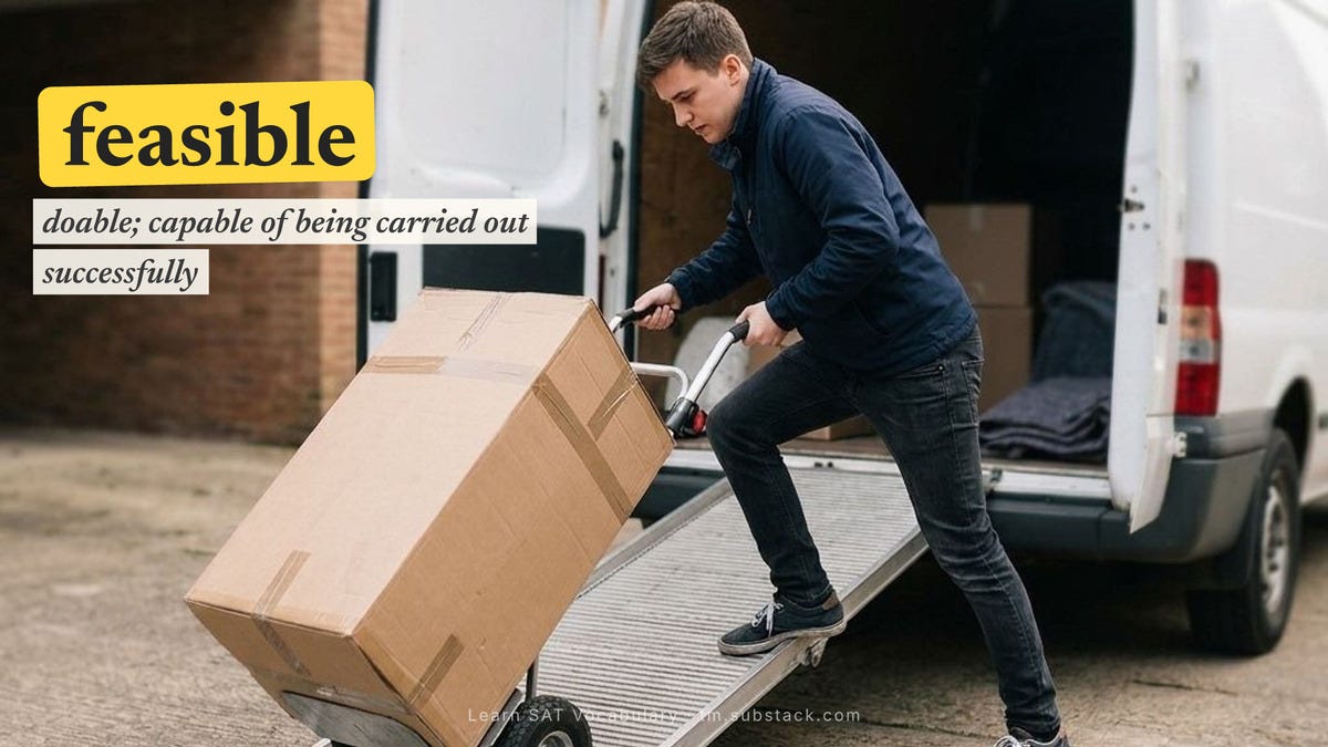 A student uses a handcart and ramp to move a heavy box into a delivery van, showing that the task can be accomplished with a practical plan. A student uses a handcart and ramp to move a heavy box into a delivery van, showing that the task can be accomplished with a practical plan.