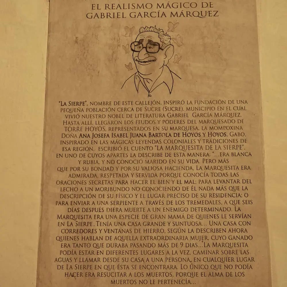 Wall plaque dedicated to Gabriel Garcia Marquez Wall plaque dedicated to Gabriel Garcia Marquez