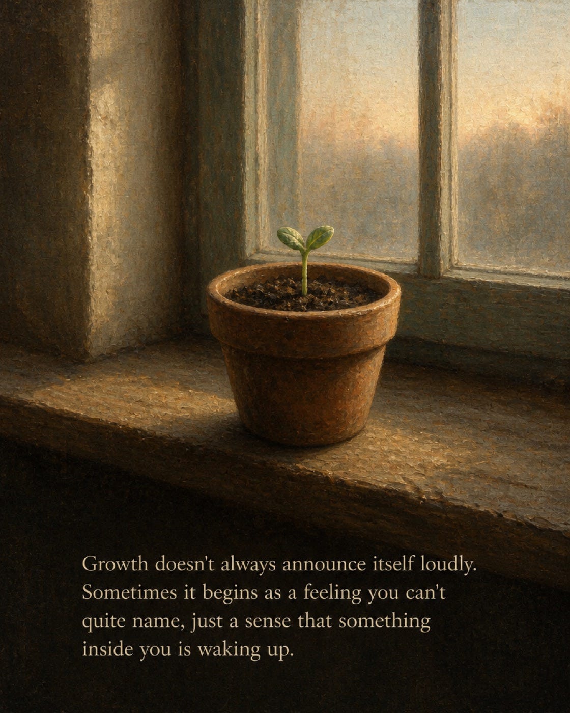 Growth doesn't always announce itself loudly. Sometimes it begins as a feeling you can't quite name, just a sense that something inside you is waking up. — Georgia Clare Growth doesn't always announce itself loudly. Sometimes it begins as a feeling you can't quite name, just a sense that something inside you is waking up. — Georgia Clare
