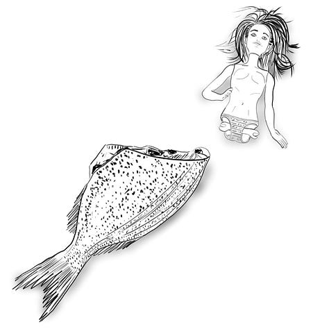 Three mermaid illustrations