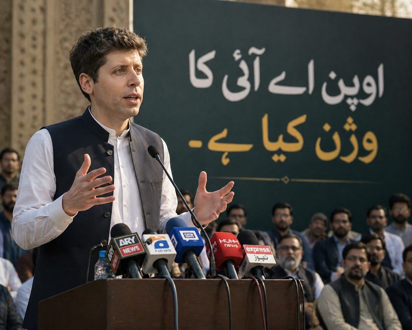 May be an image of ‎text that says '‎اوپن اے آئی کا وژن کیاہے۔ کیا ہے- CHTR POt ARY NEWS NEWS HUIM news express نبوز‎'‎