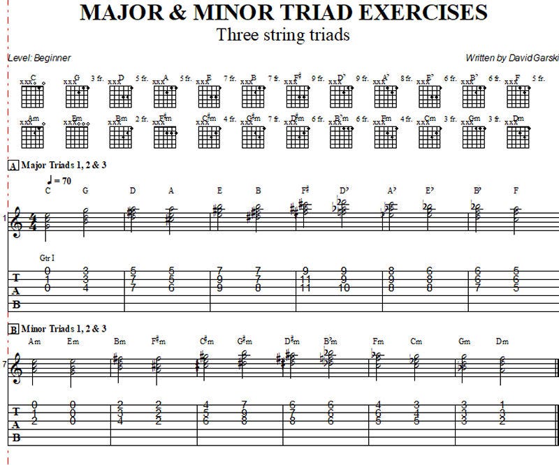 Major/Minor Triad Exercises - by David Garski