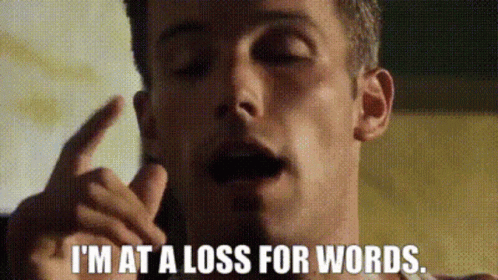 a man is saying i 'm at a loss for words . a man is saying i 'm at a loss for words .