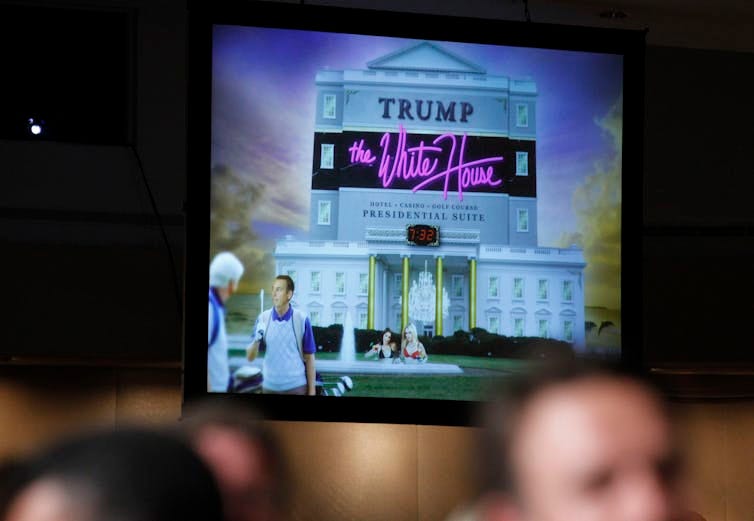 A video is shown depicting a fictitious White House.
