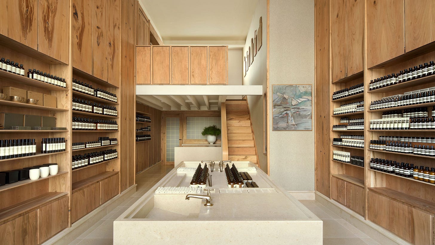 Aesop De Meent store interior displays and shelving units.