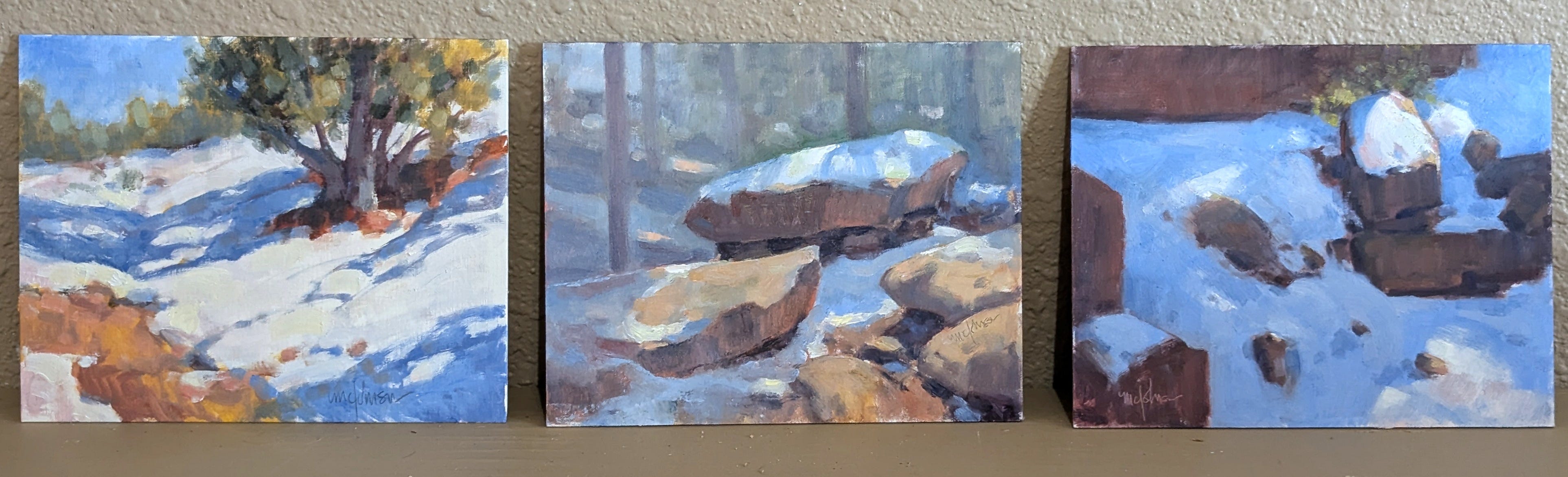 Three Snow Paintings - by Michael Chesley Johnson