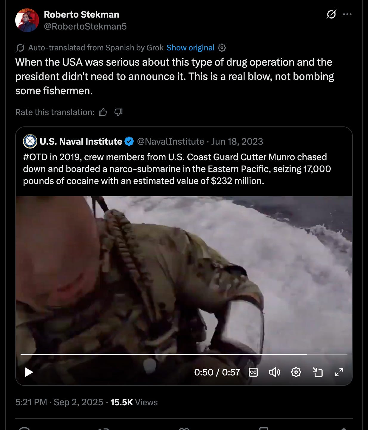 Roberto Stekman on Twitter: When the USA was serious about this type of drug operation and the president didn't need to announce it. This is a real blow, not bombing some fishermen. Roberto Stekman on Twitter: When the USA was serious about this type of drug operation and the president didn't need to announce it. This is a real blow, not bombing some fishermen.