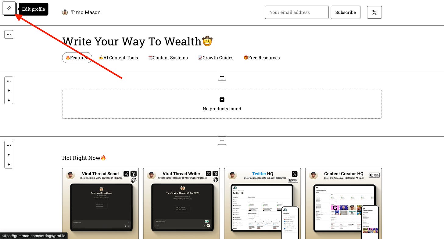 gumroad edit profile button gumroad edit profile button