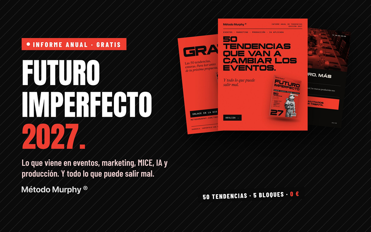 Portada de Futuro Imperfecto 2027, informe anual de tendencias de Método Murphy Portada de Futuro Imperfecto 2027, informe anual de tendencias de Método Murphy