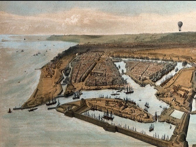 Le Havre Seen from a Balloon, by Jules Arnout, 1846. Wellcome Collection.