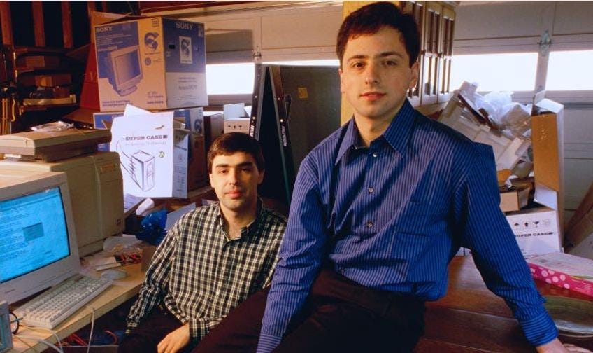 Google’s startup roots: Larry Page and Sergey Brin in their first office