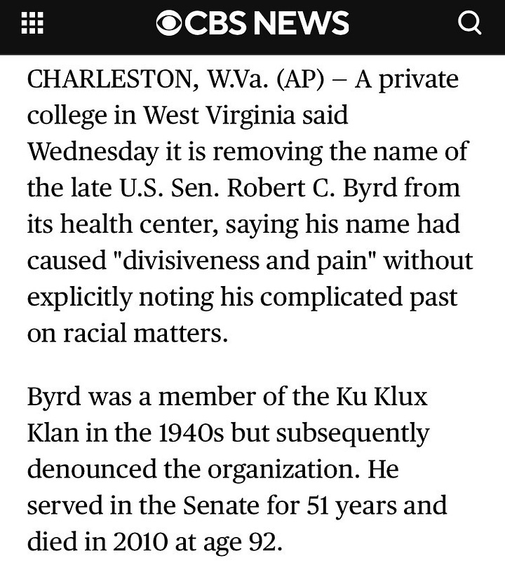 Simon Bazelon argues the Democrats should emulate Robert Byrd, who was a member of the KKK.