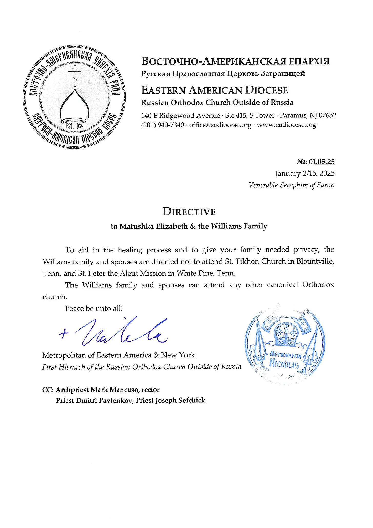 Metropolitan Nicholas’ heartless “directive” banning