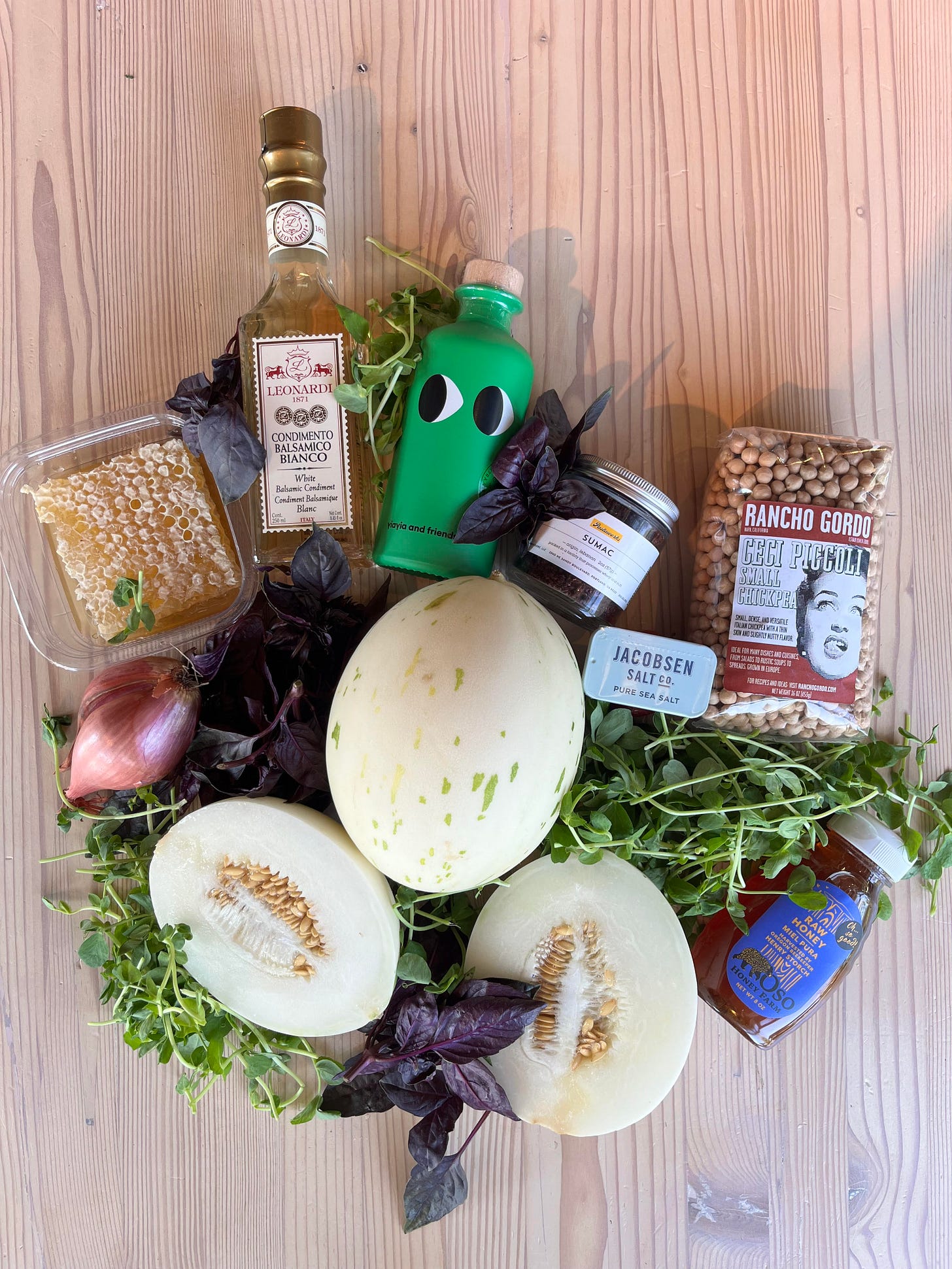 photo of summer melon salad ingredients