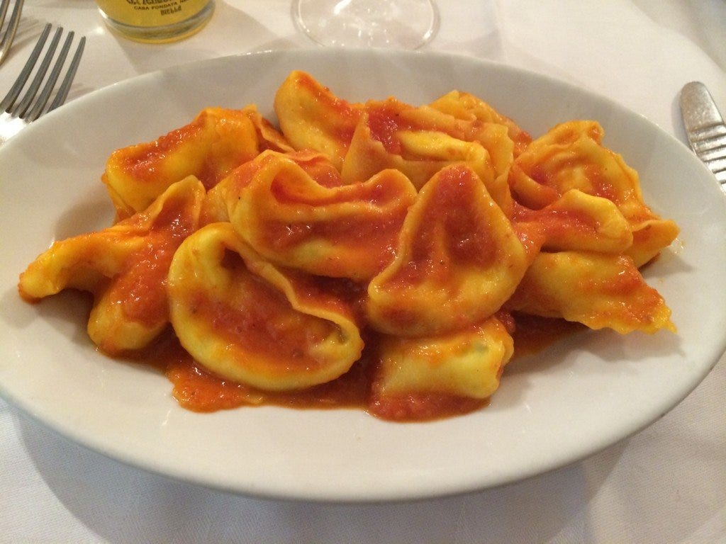 Traditional tortellini, a specialty of Bologna