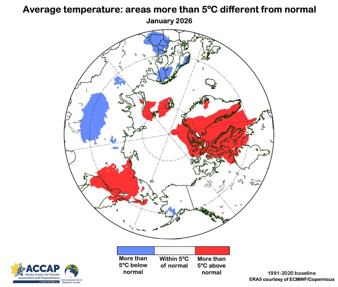 Arctic Regional Monthly Temperature Extremes