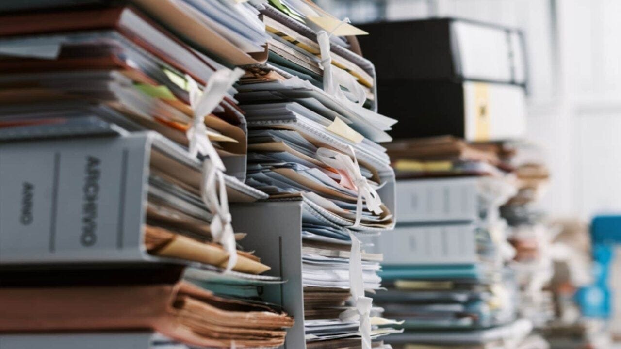 Stacks of paperwork