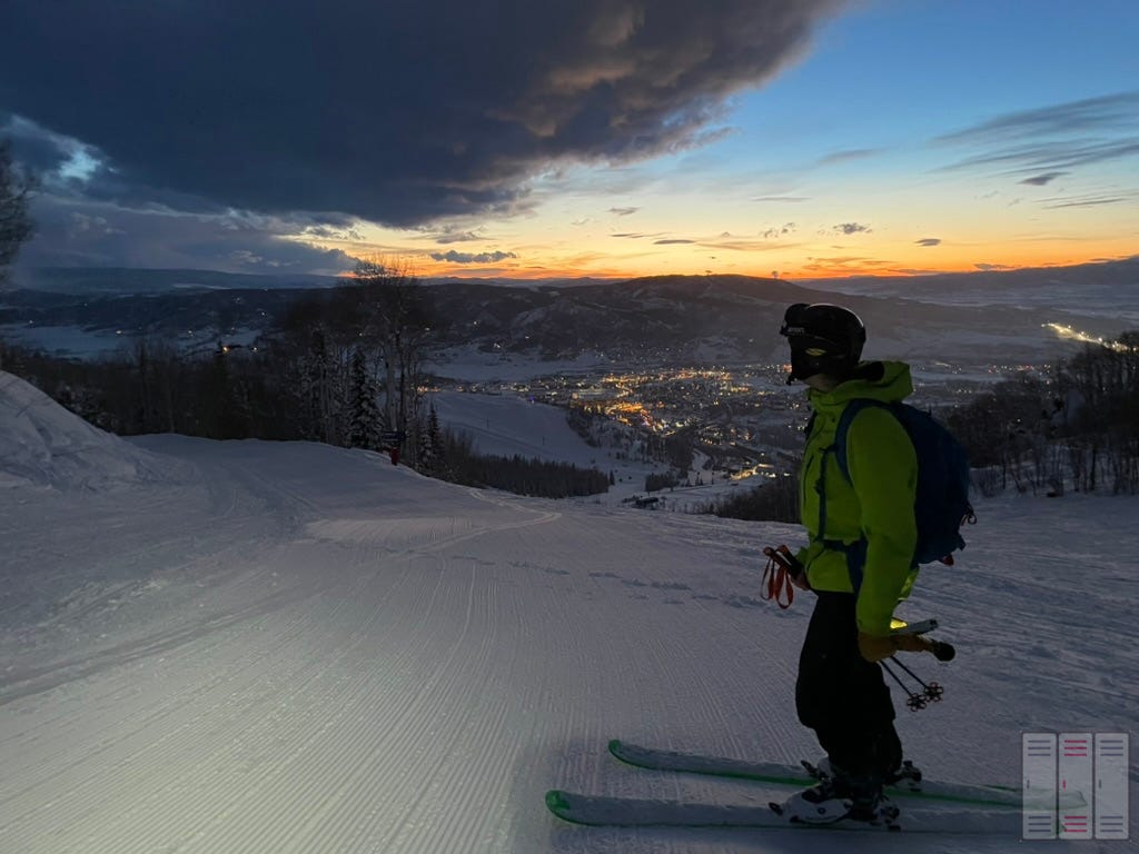Steamboat at sunset equals too cold and too dark