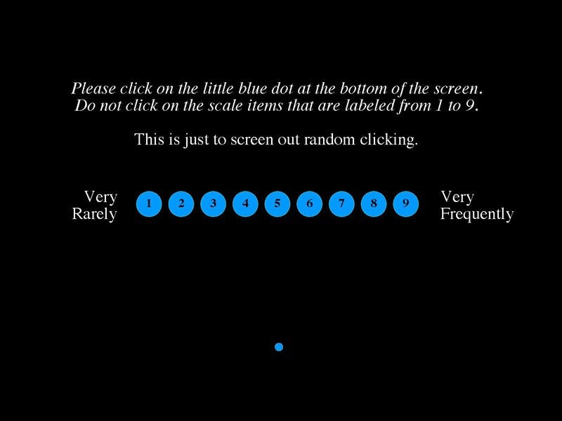 Blue-dot task, an instructional manipulation check to detect participants who fail to read the instructions.