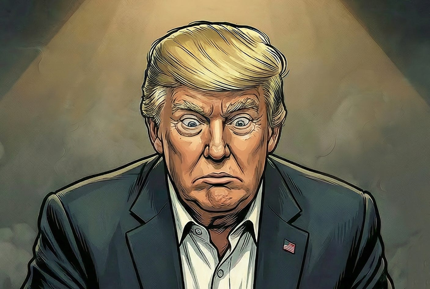 Donald Trump reacting with surprise and discontent