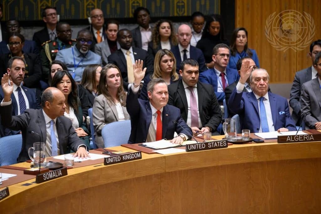 Security Council adopts resolution 2803 during the UN Security Council meeting on November 17, 2025, approving U.S. President Donald Trump's "peace plan" for Gaza. (Photo: UN Photo/Loey Felipe)