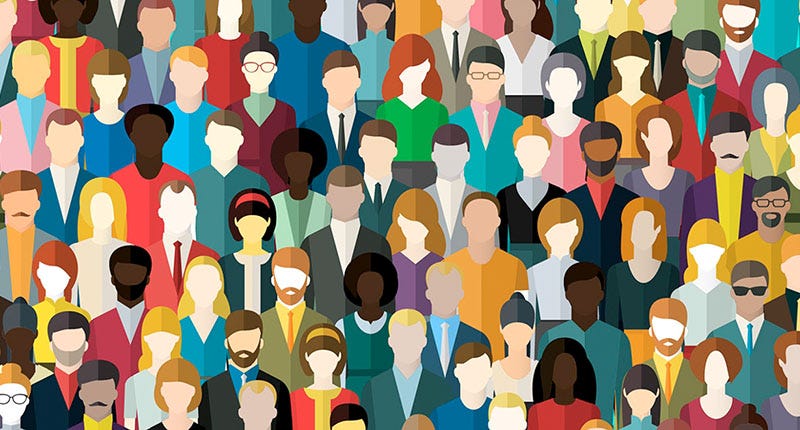illustrated crowd of diverse people