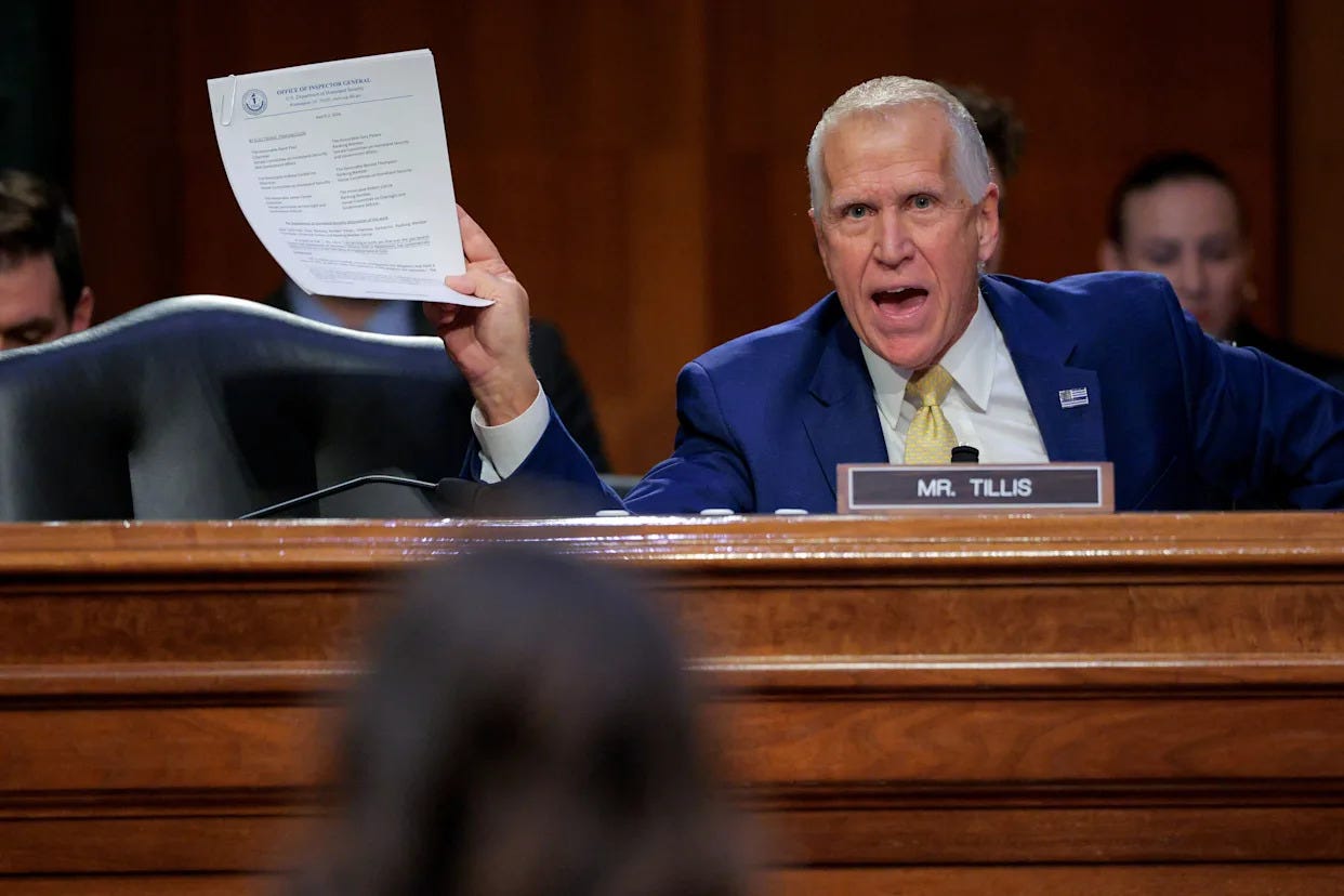 Tillis threatens to hijack Senate business amid frustrations with Noem Tillis threatens to hijack Senate business amid frustrations with Noem