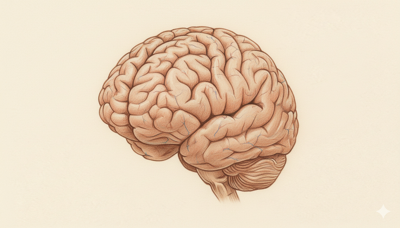 Line drawing of a brain