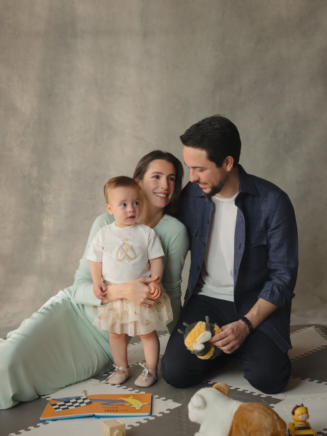 Crown Prince Hussein and Princess Rajwa with Princess Iman