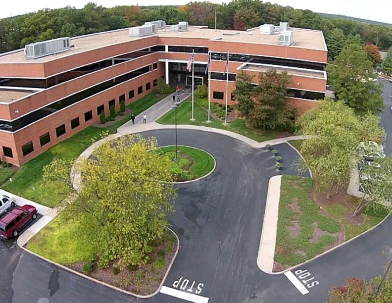 VADOC's Richmond headquarters is shown with a circle driveway out front.