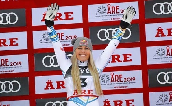 Lindsey Vonn on the podem