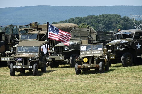 Images from the Military Weekend, featuring WWII tanks, vehicles and even a horse and cavalry rider.