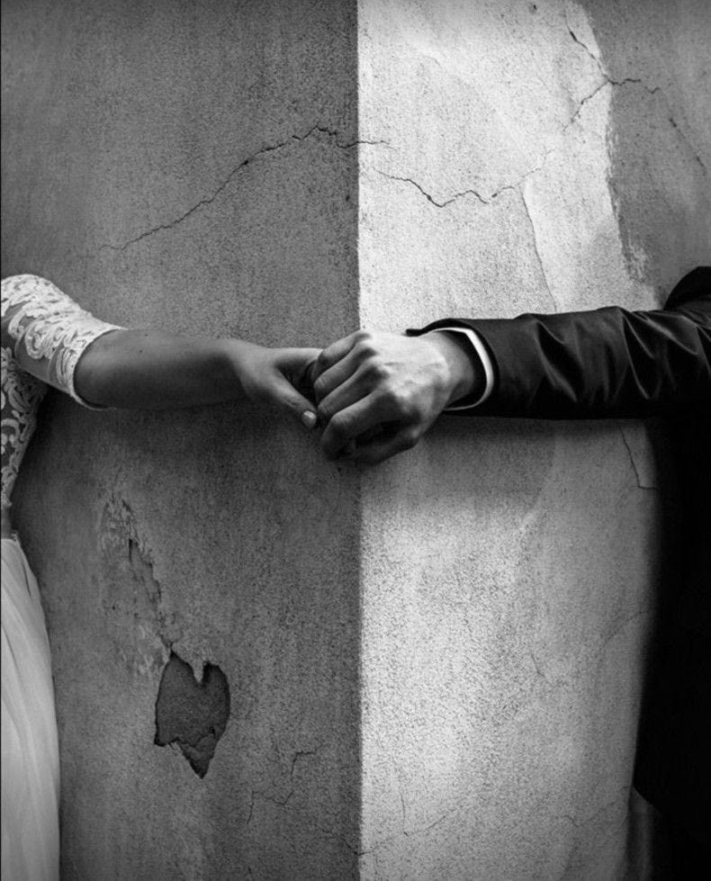 May be a black-and-white image of wedding