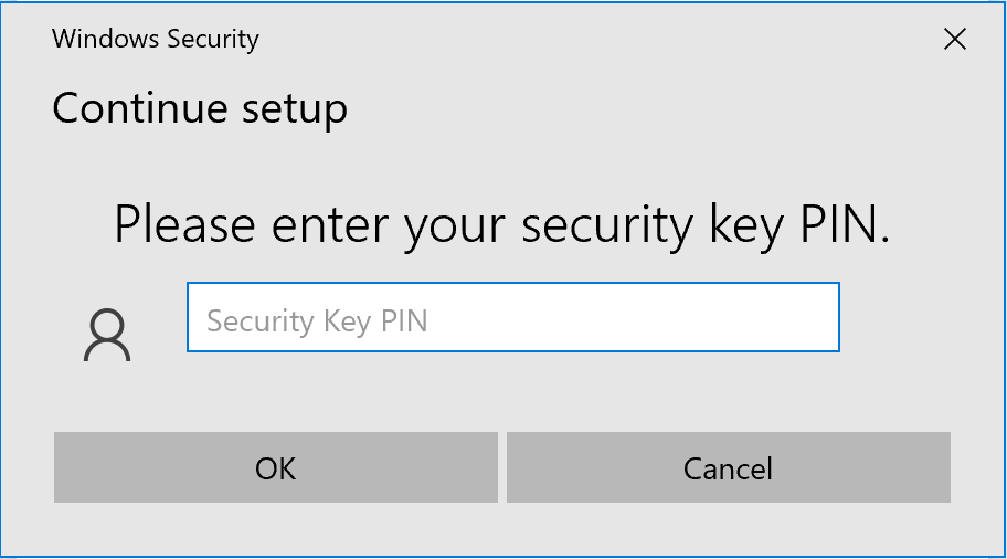 Impostazione PIN Security Key Impostazione PIN Security Key