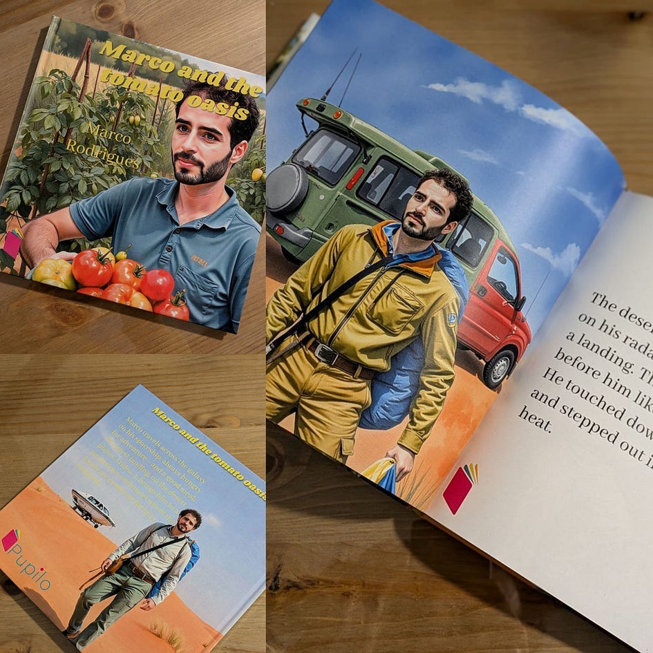 Several images of an AI generated book that was created using FLUX.1 model