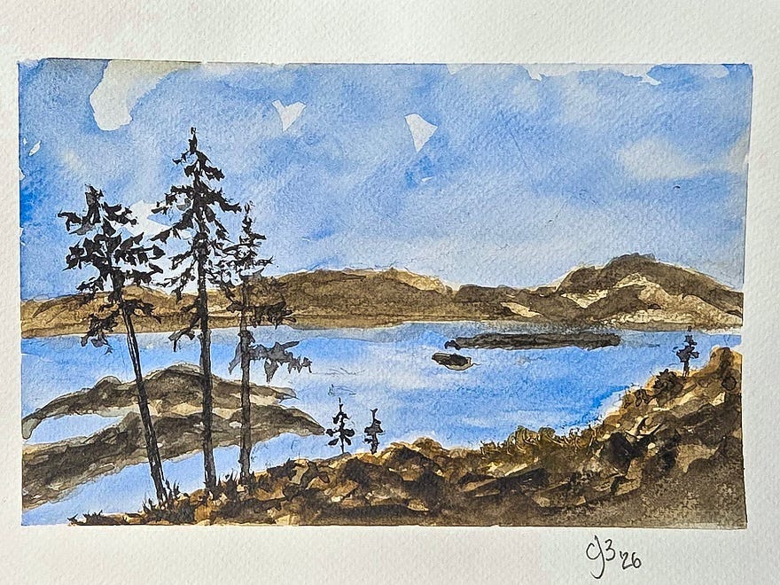 Watercolor painting of Lake Winnipesaukee by Clifford Jones Watercolor painting of Lake Winnipesaukee by Clifford Jones